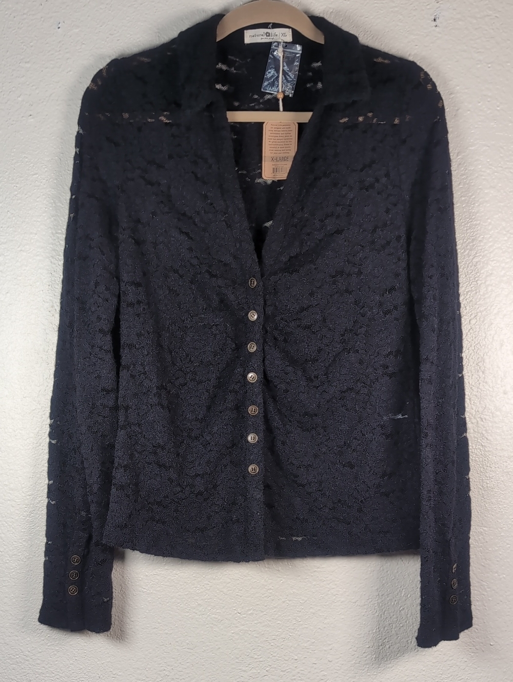 Natural Life Knit Button Up Blouse NWT